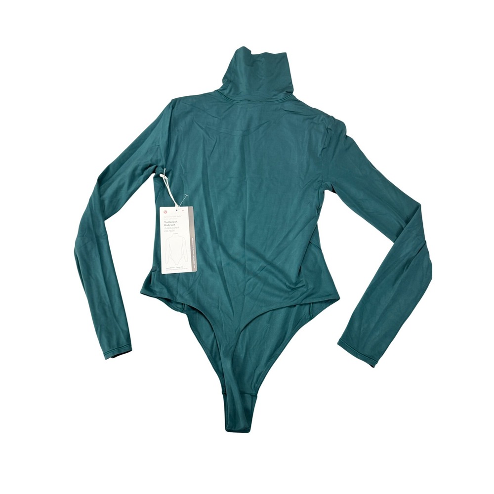 Lululemon Nulu Turtleneck Bodysuit Storm Teal Long Sleeve Thong‎ Cut LW3HQLS M